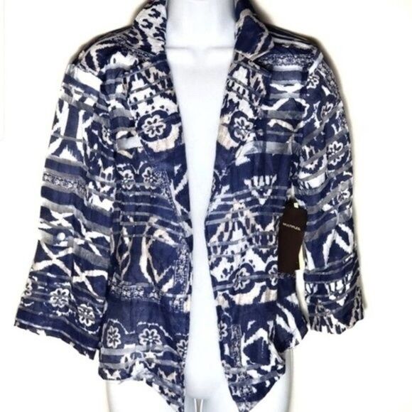 Multiples blue floral open front cardigan size Small - Picture 1 of 8